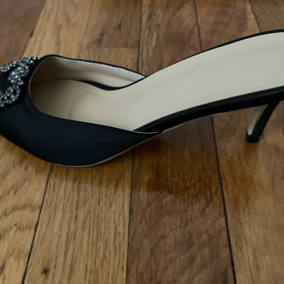 Black slide on shoe with bling 3 inch heel - Picture 2 of 3